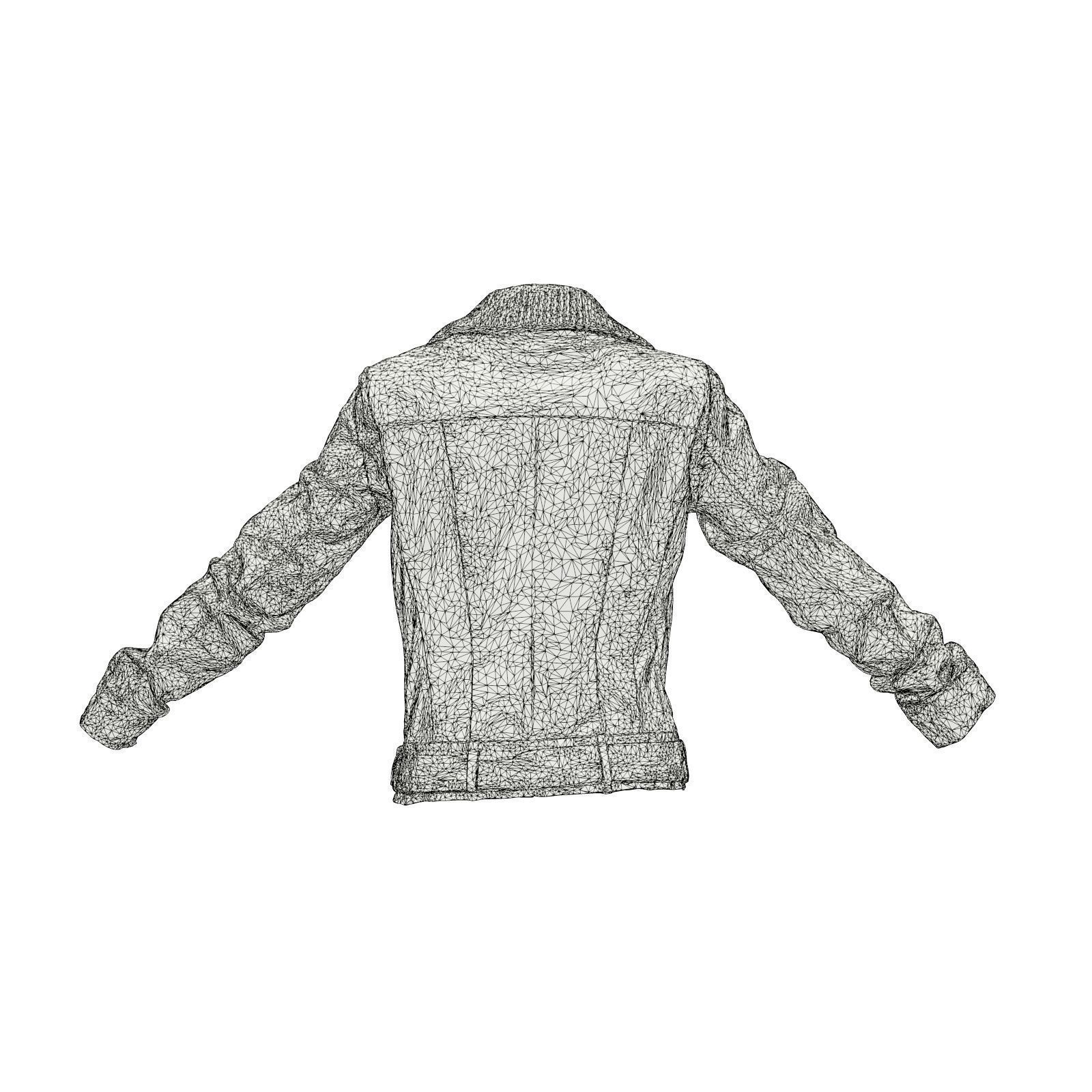 Wool Collar Leather Jacket 3D model_7