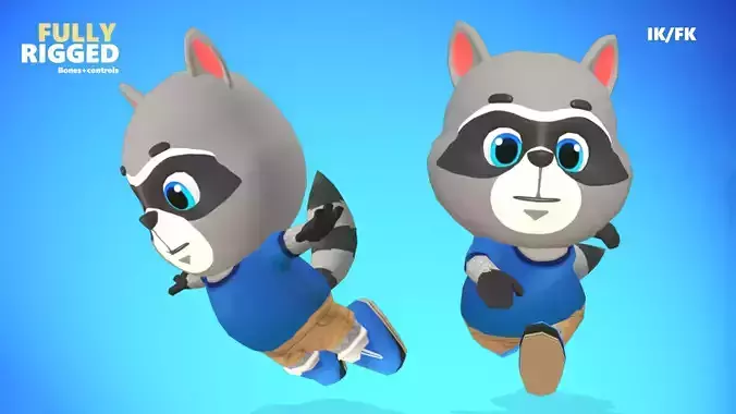 Raccoon Dog Animated Rigged Low-poly 3D model