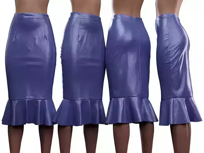Vinyl Frills Pencil Skirt