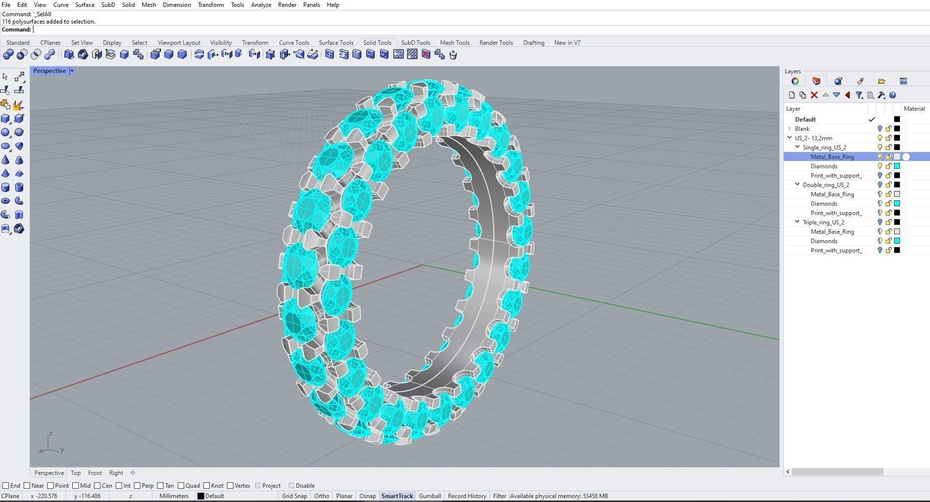Infinity diamond ring Pack 3D print model 3D print model_8
