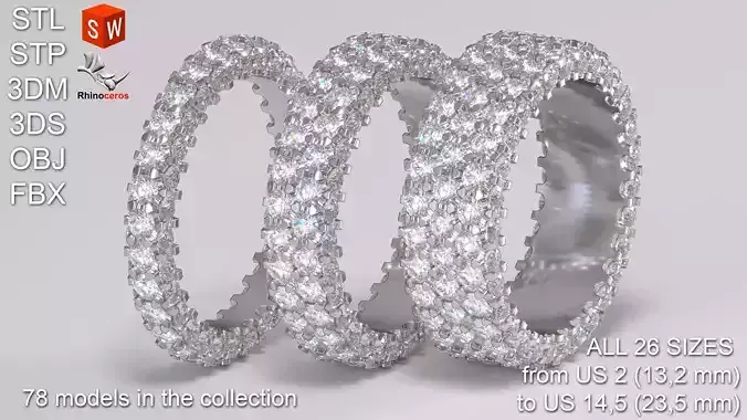 Infinity diamond ring Pack 3D print model 3D print model