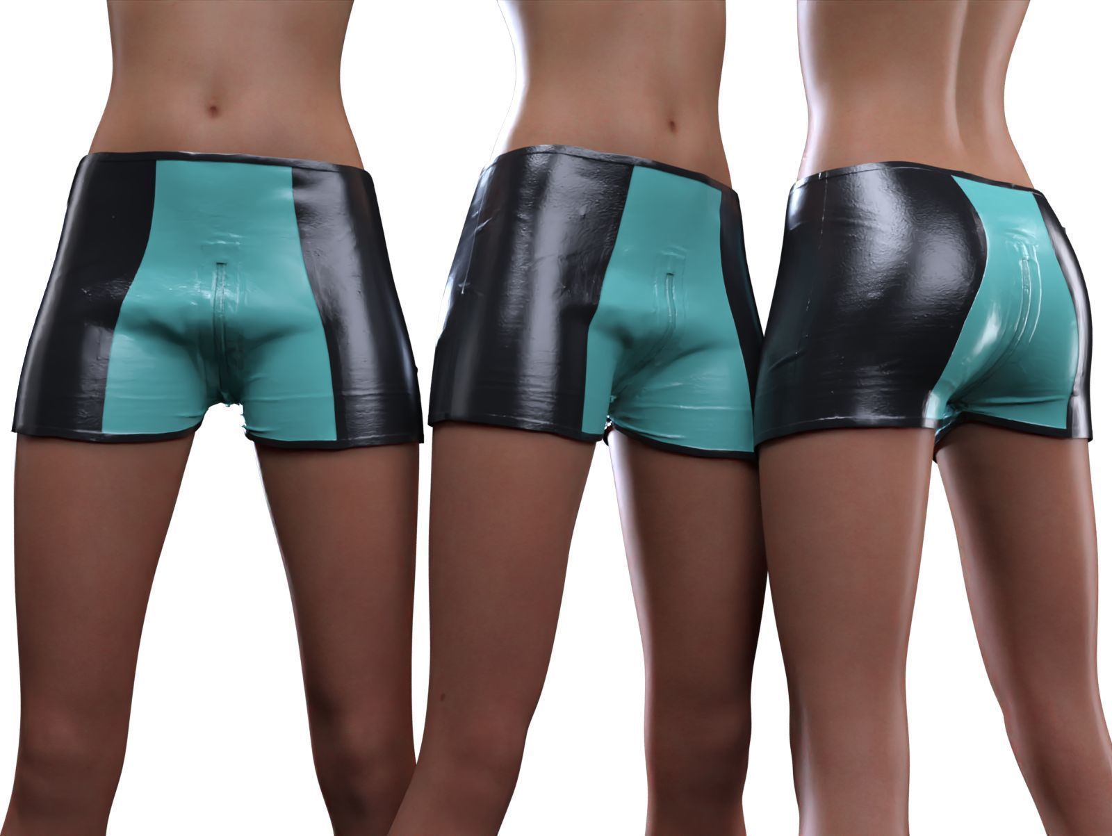 Two Tone Latex Shorts 3D model_11