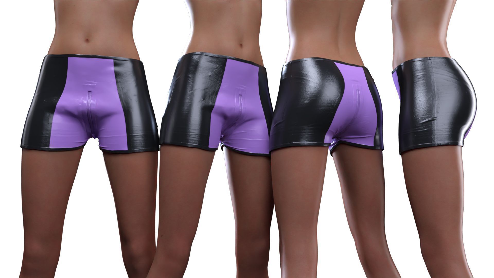 Two Tone Latex Shorts 3D model_16