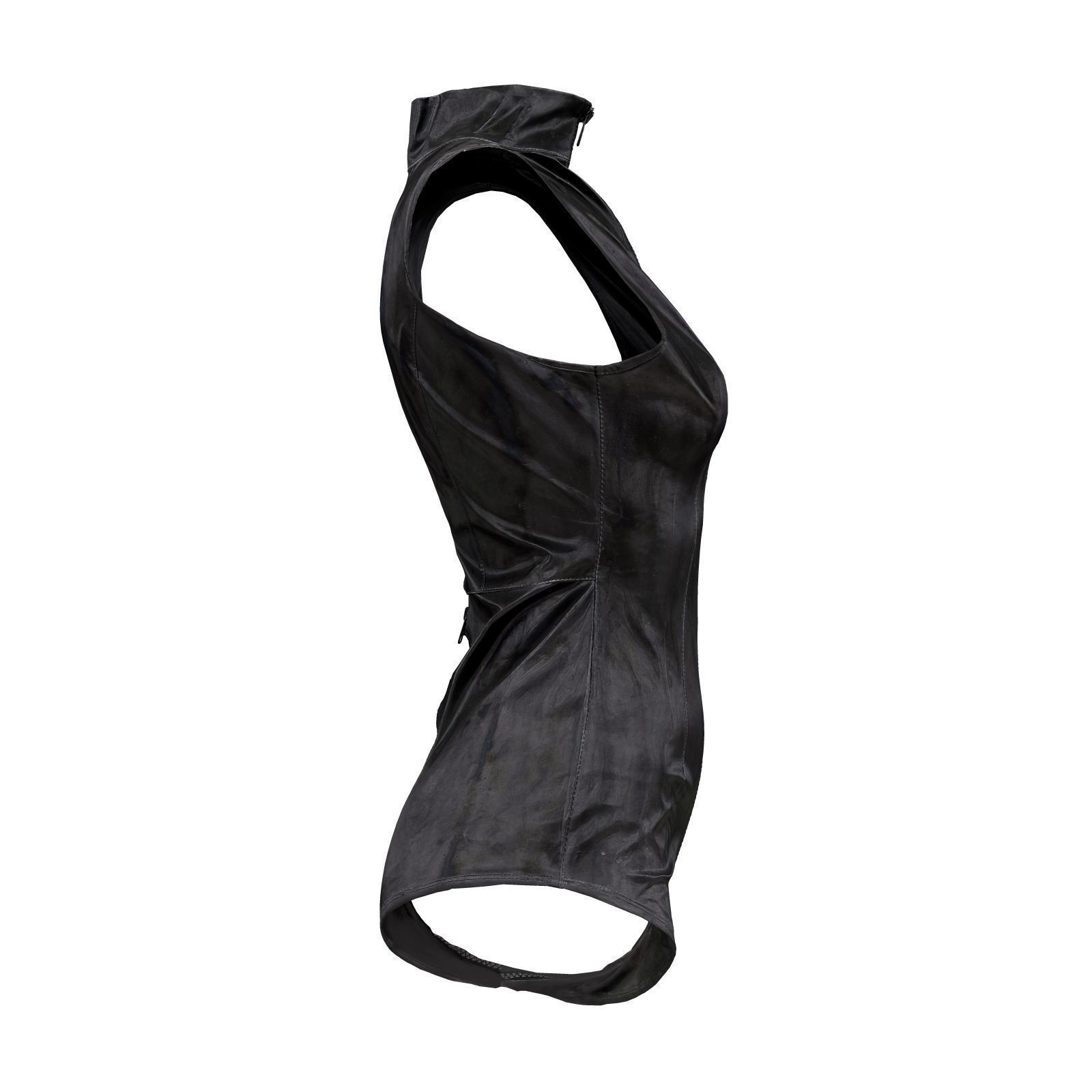 Triple Zipper Vinyl Bodysuit 3D model_5