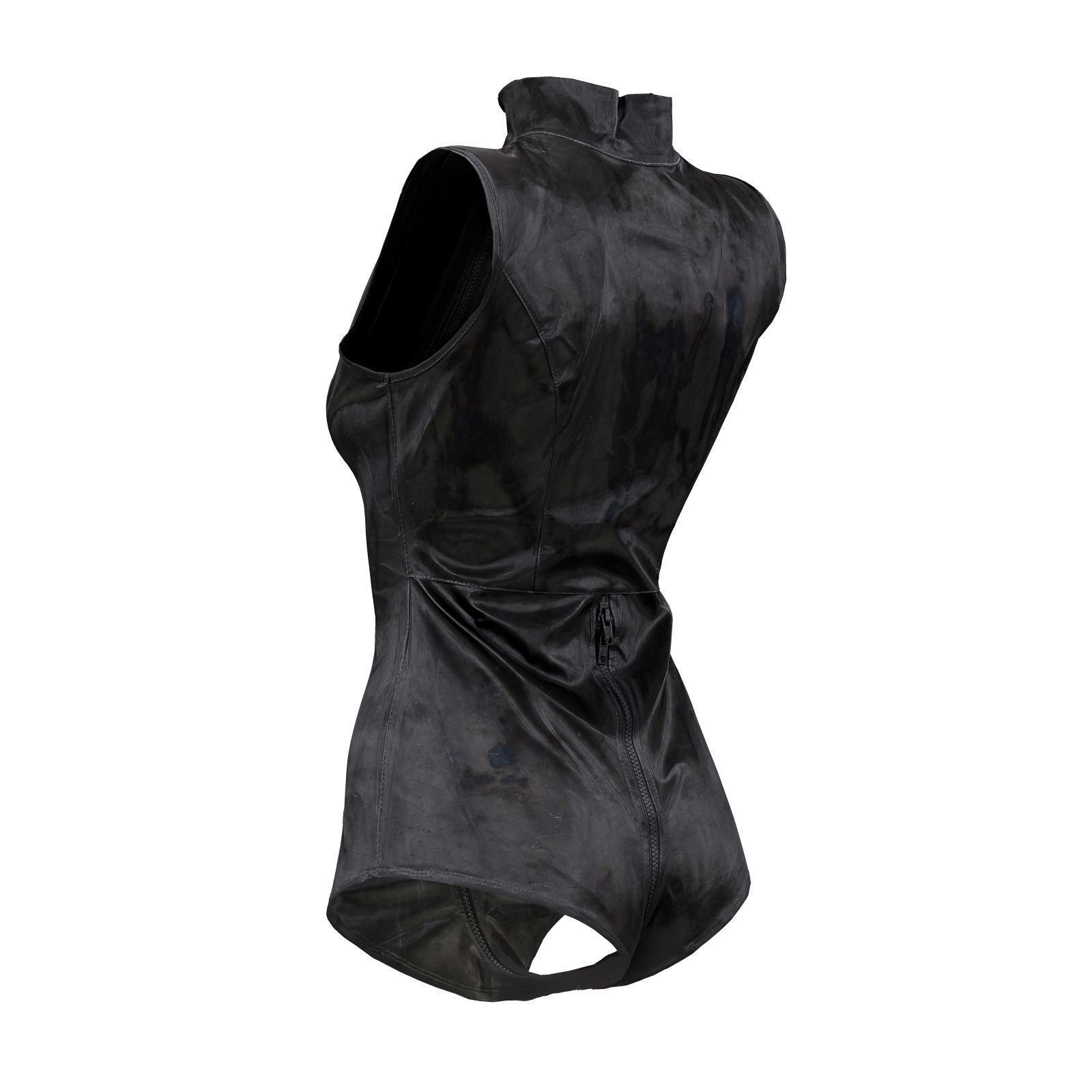 Triple Zipper Vinyl Bodysuit 3D model_3