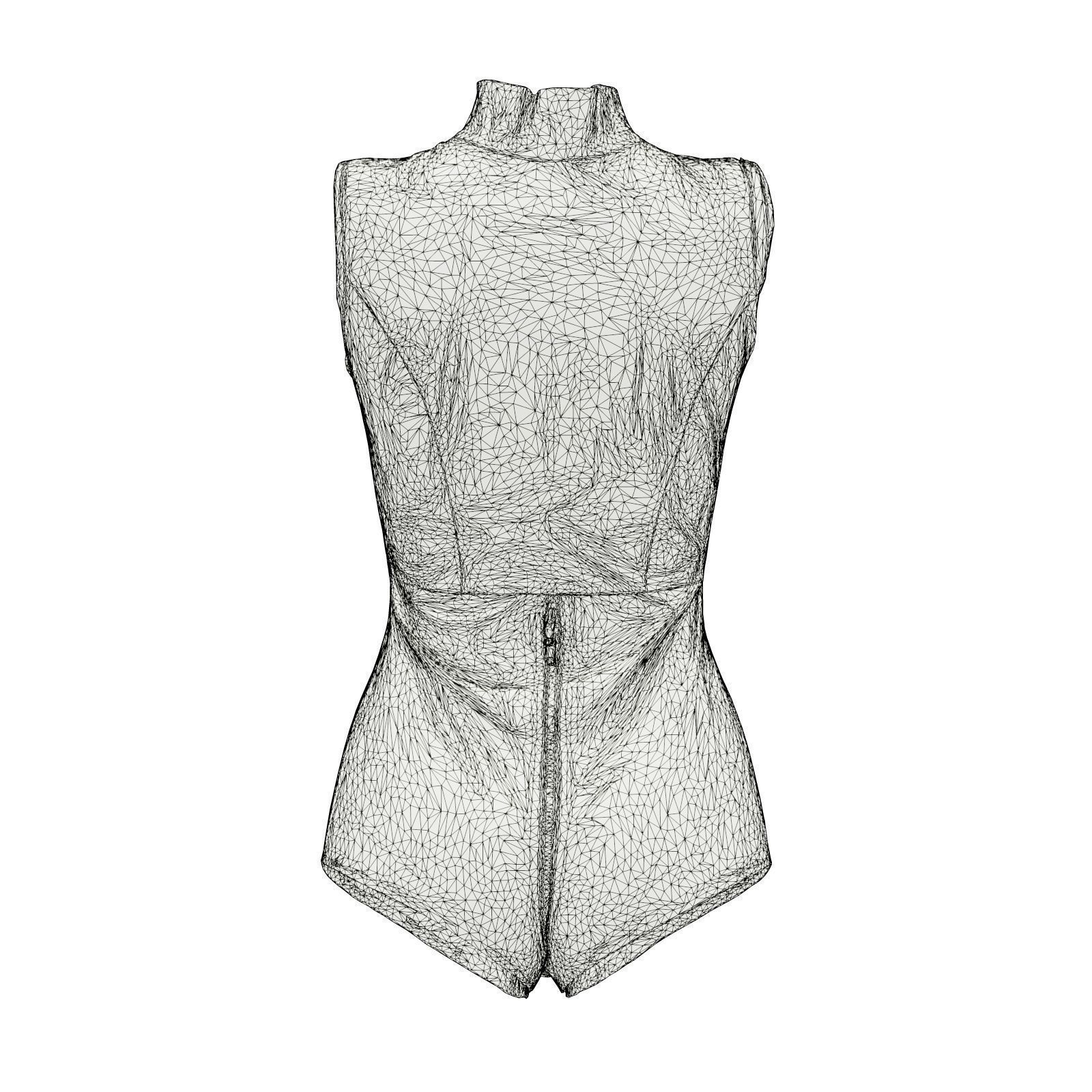Triple Zipper Vinyl Bodysuit 3D model_7