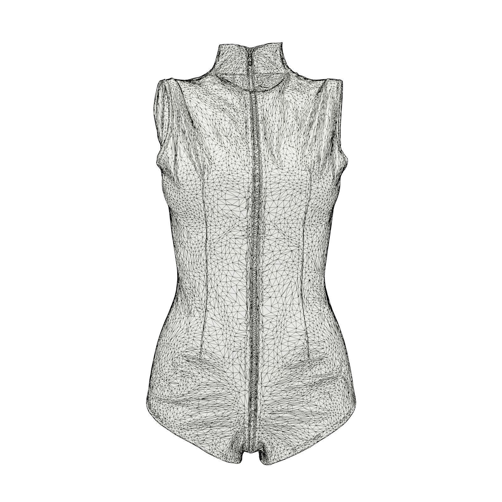 Triple Zipper Vinyl Bodysuit 3D model_6