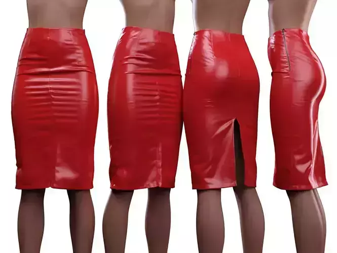 Tight Leather Split Pencil Skirt