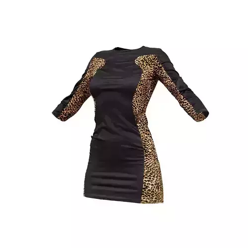 Tiger Panel Leather Dress 3D model