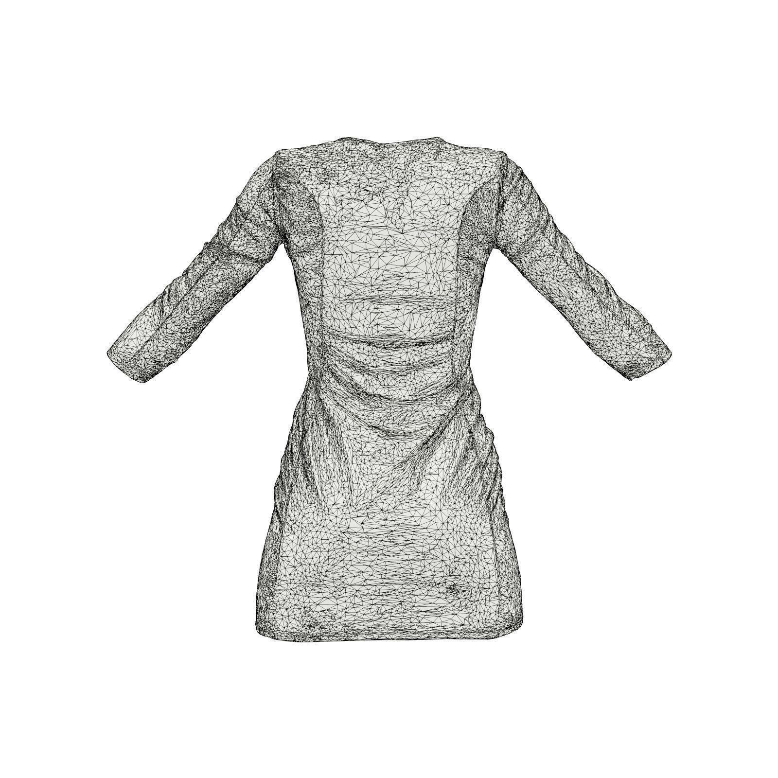 Tiger Panel Leather Dress 3D model_7