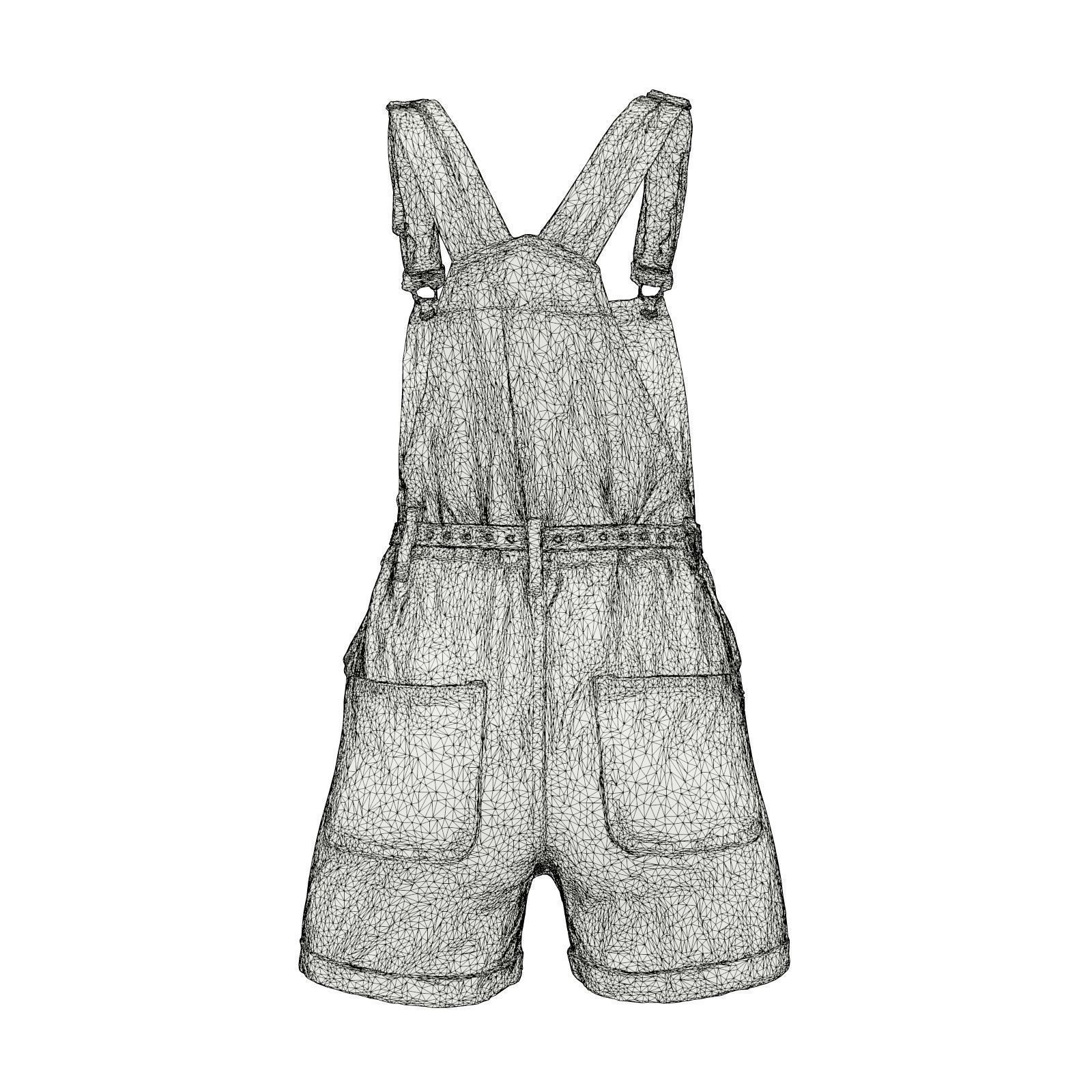 Thin Belt Jeans Salopet 3D model_7