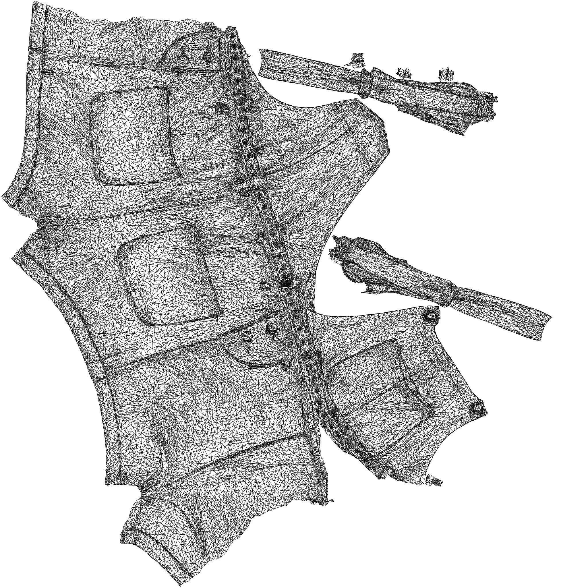 Thin Belt Jeans Salopet 3D model_8