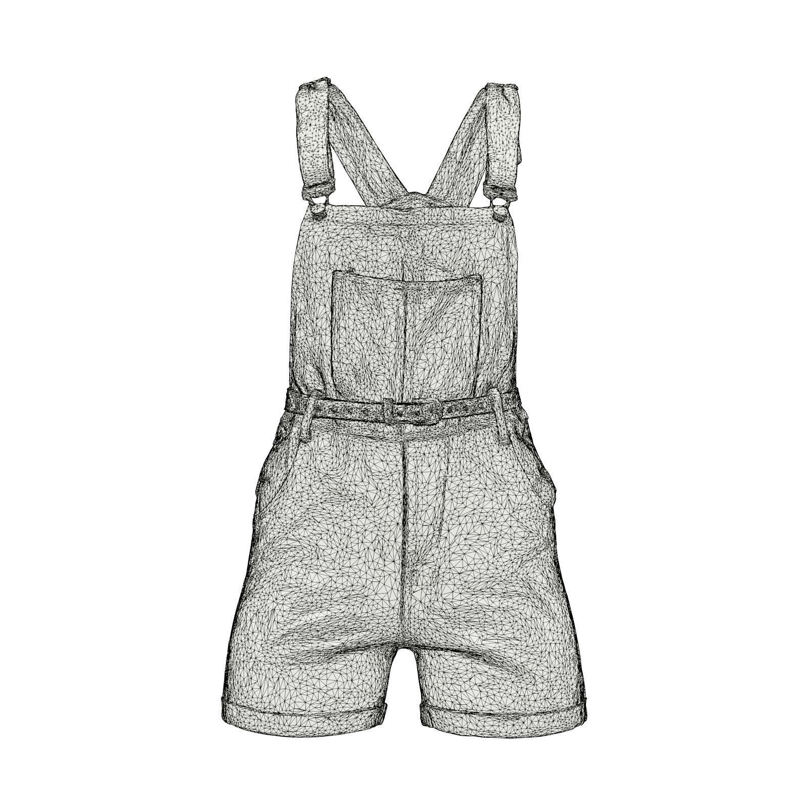 Thin Belt Jeans Salopet 3D model_6