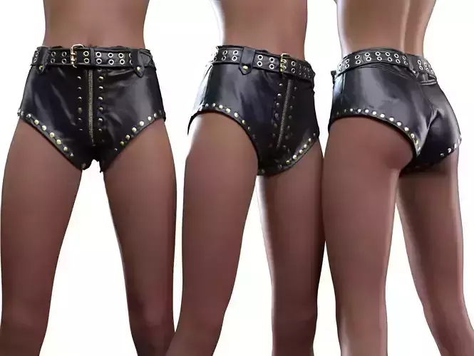 Studded Leather Shorts 3D model