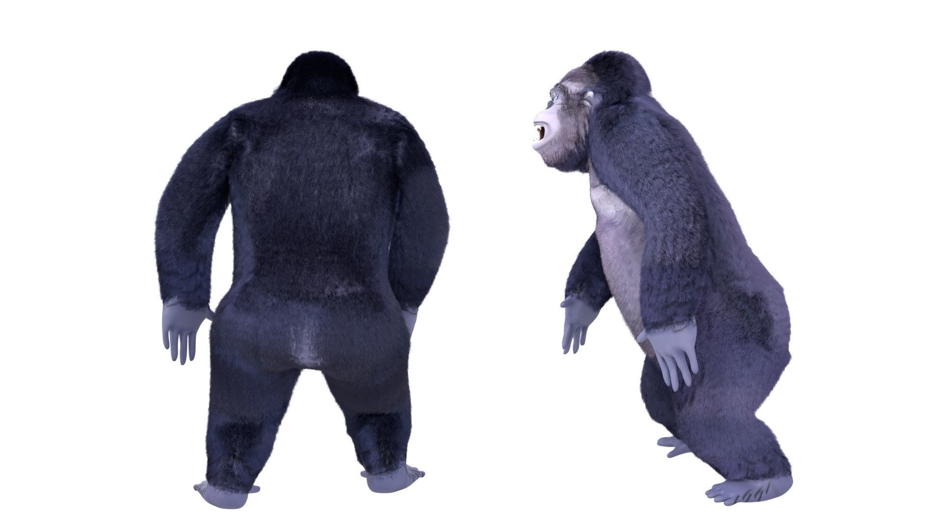 Cartoon Gorilla Animated blender Low-poly 3D model_1