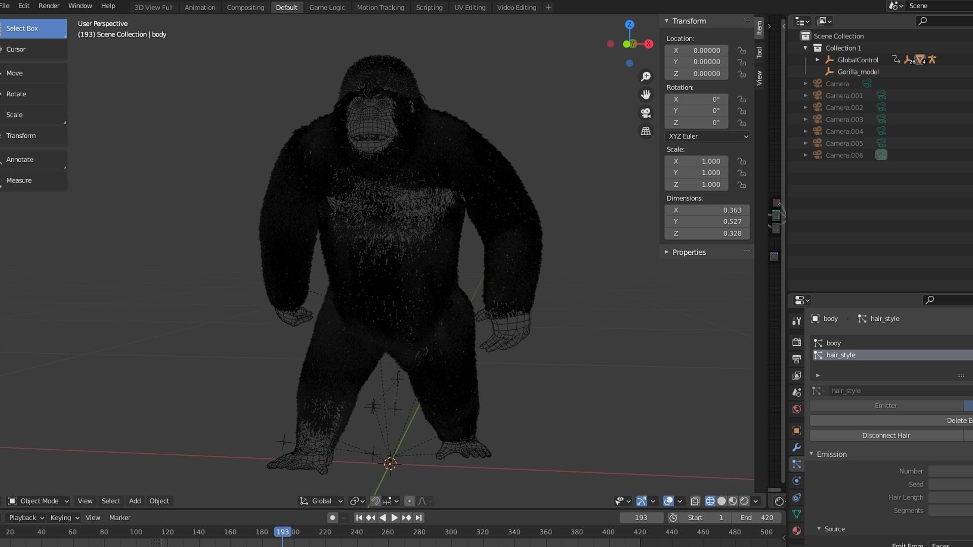 Cartoon Gorilla Animated blender Low-poly 3D model_9