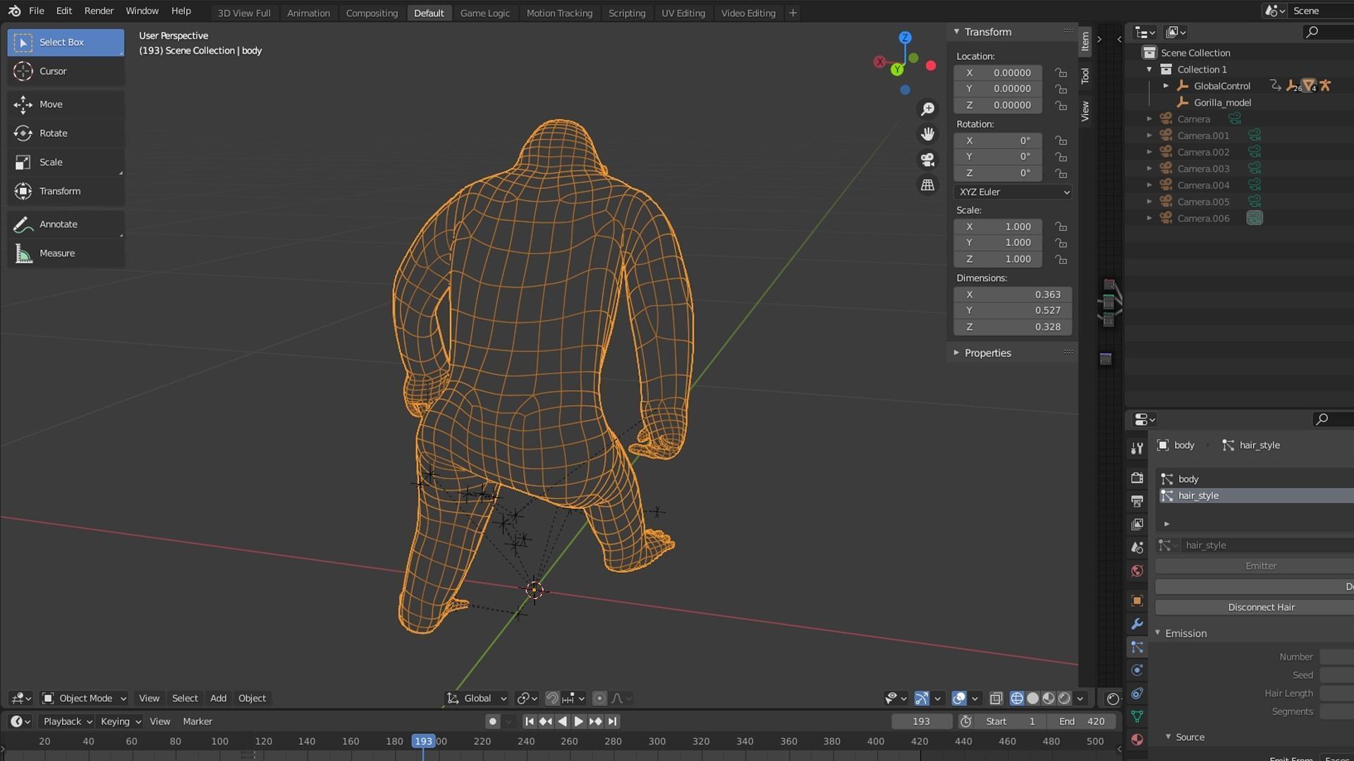Cartoon Gorilla Animated blender Low-poly 3D model_8