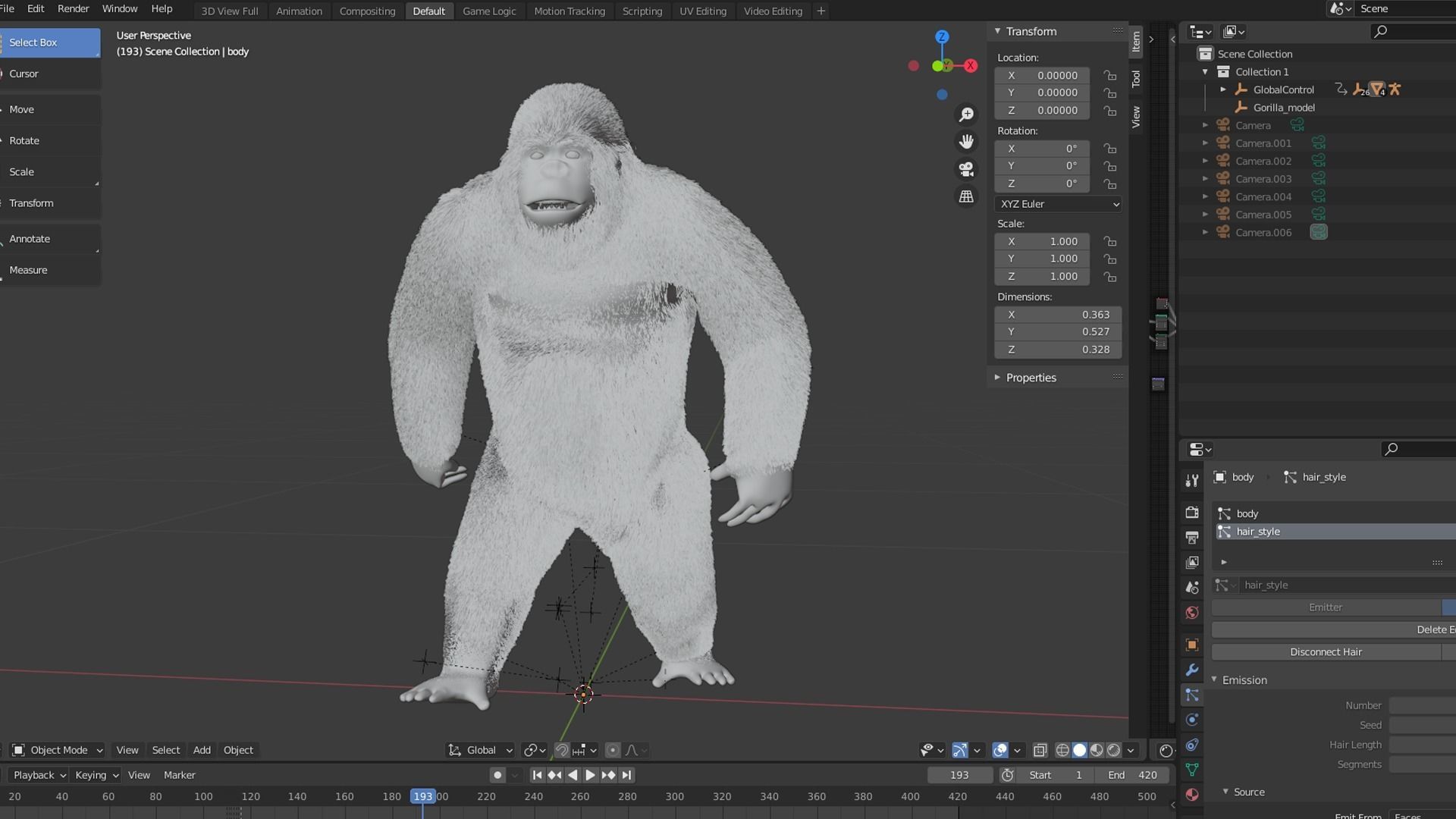 Cartoon Gorilla Animated blender Low-poly 3D model_10