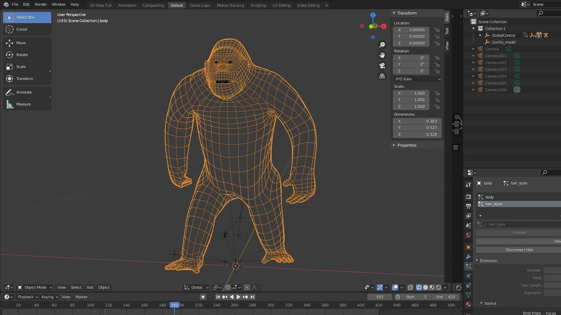 Cartoon Gorilla Animated blender Low-poly 3D model_7