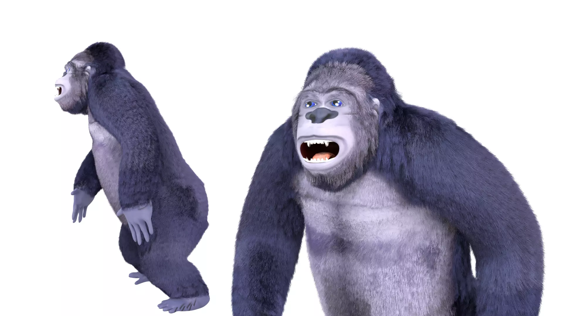Cartoon Gorilla Animated blender Low-poly 3D model_0