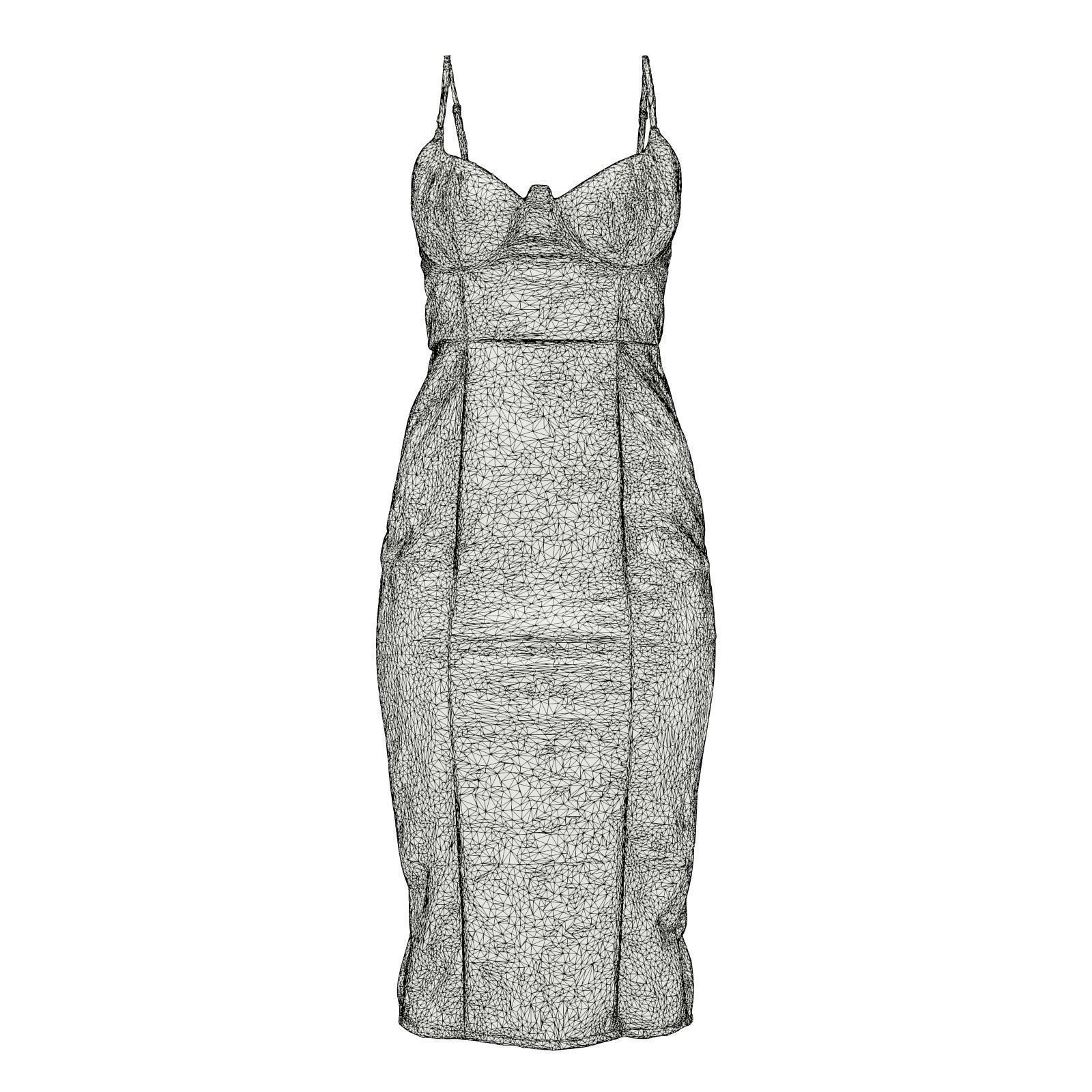Structured Vinyl Dress 3D model_6