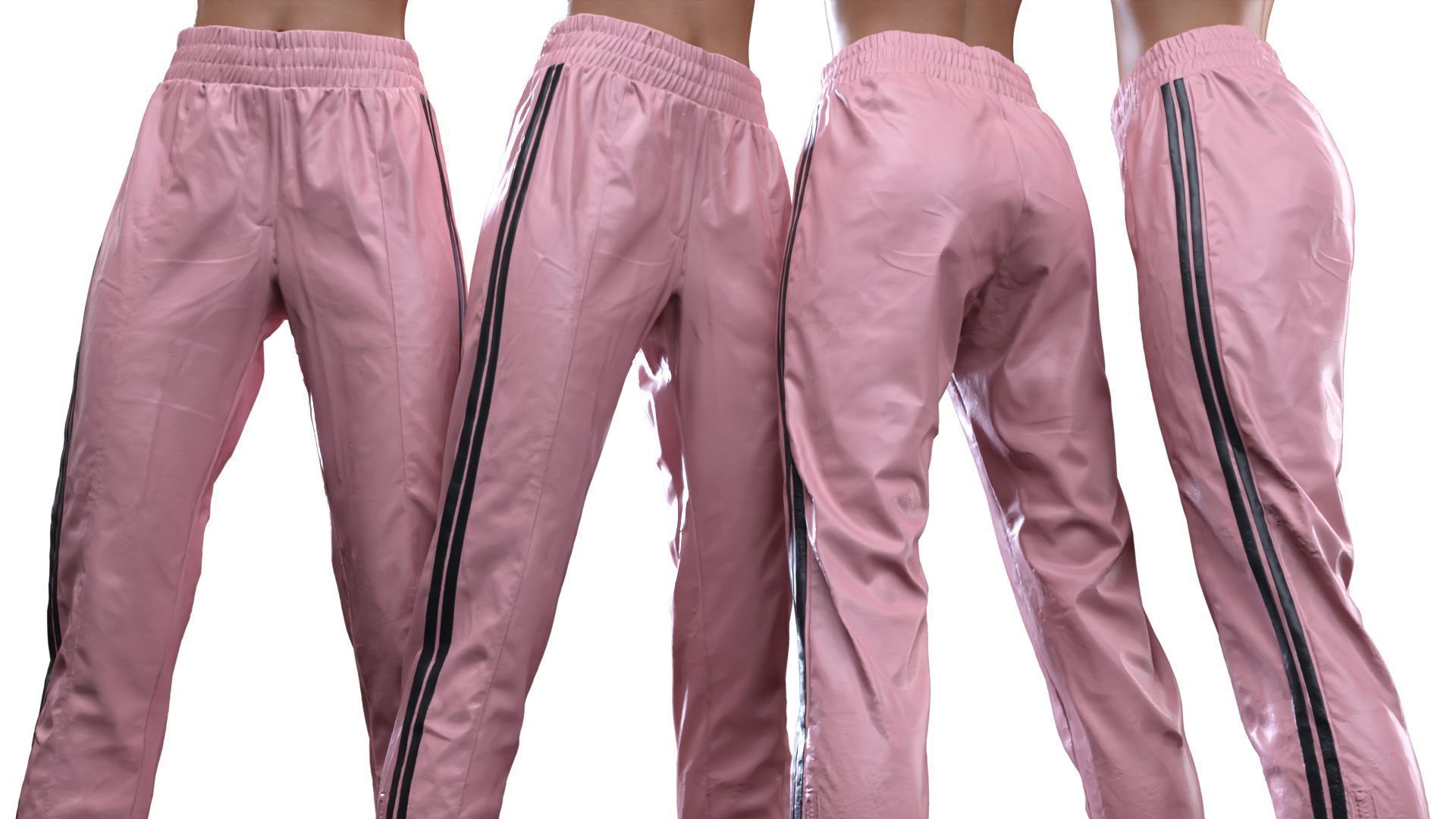 Stripes Jogging Trousers 3D model_14