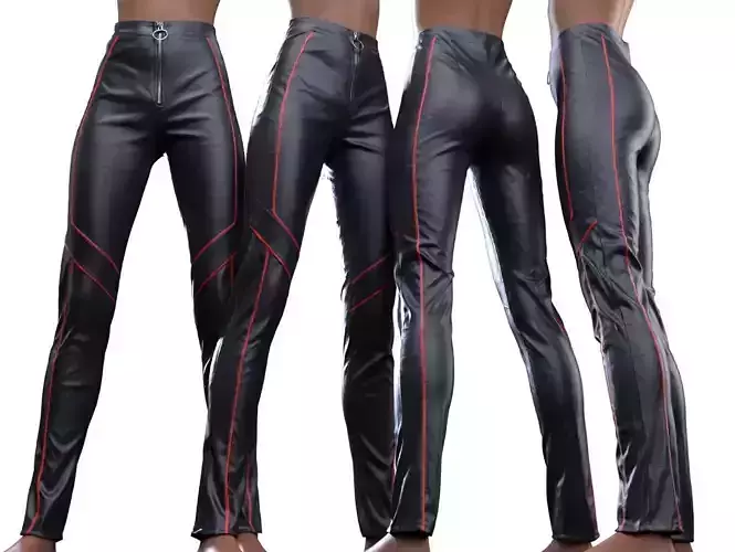 Stripe Pattern Biker Pants 3D model