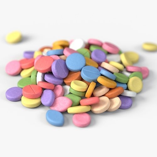 Set of Circular pills with 4K PBR tex and color variations Low-poly 3D model