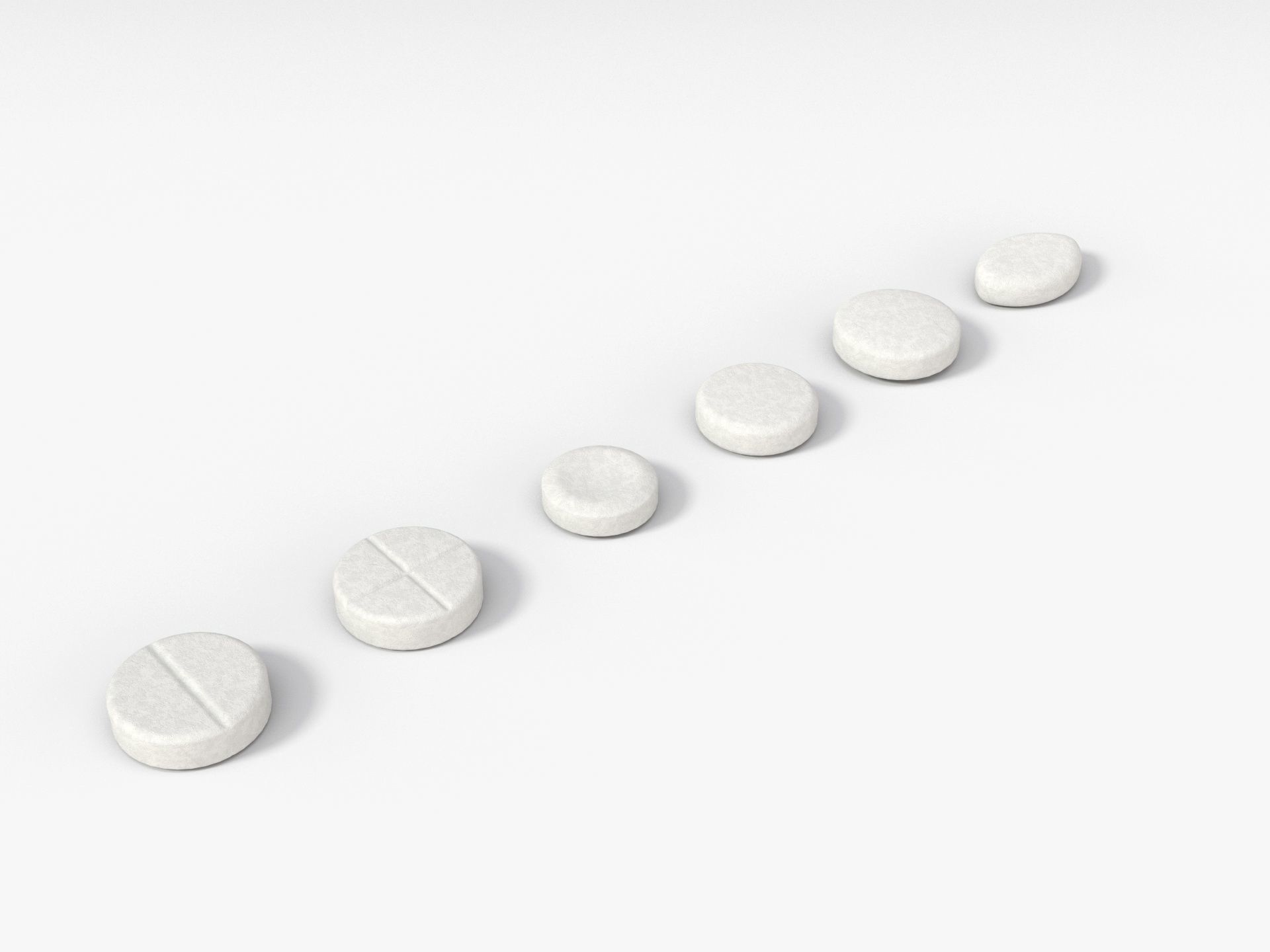 Set of Circular pills with 4K PBR tex and color variations Low-poly 3D model_3