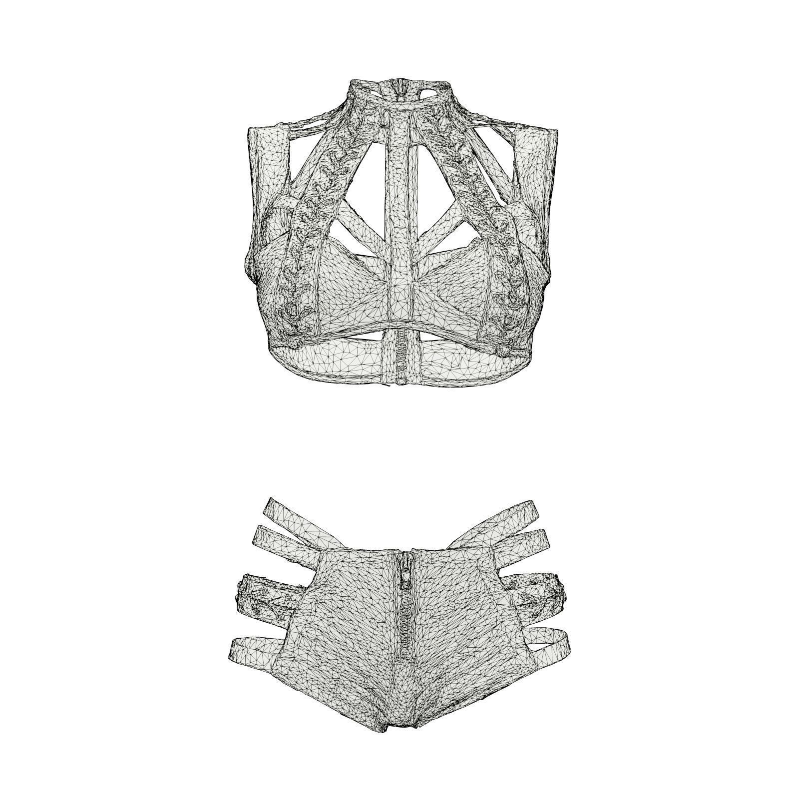 Straps Combo Shorts Top 3D model_6