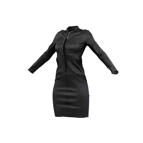Split Leather Zipper Dress