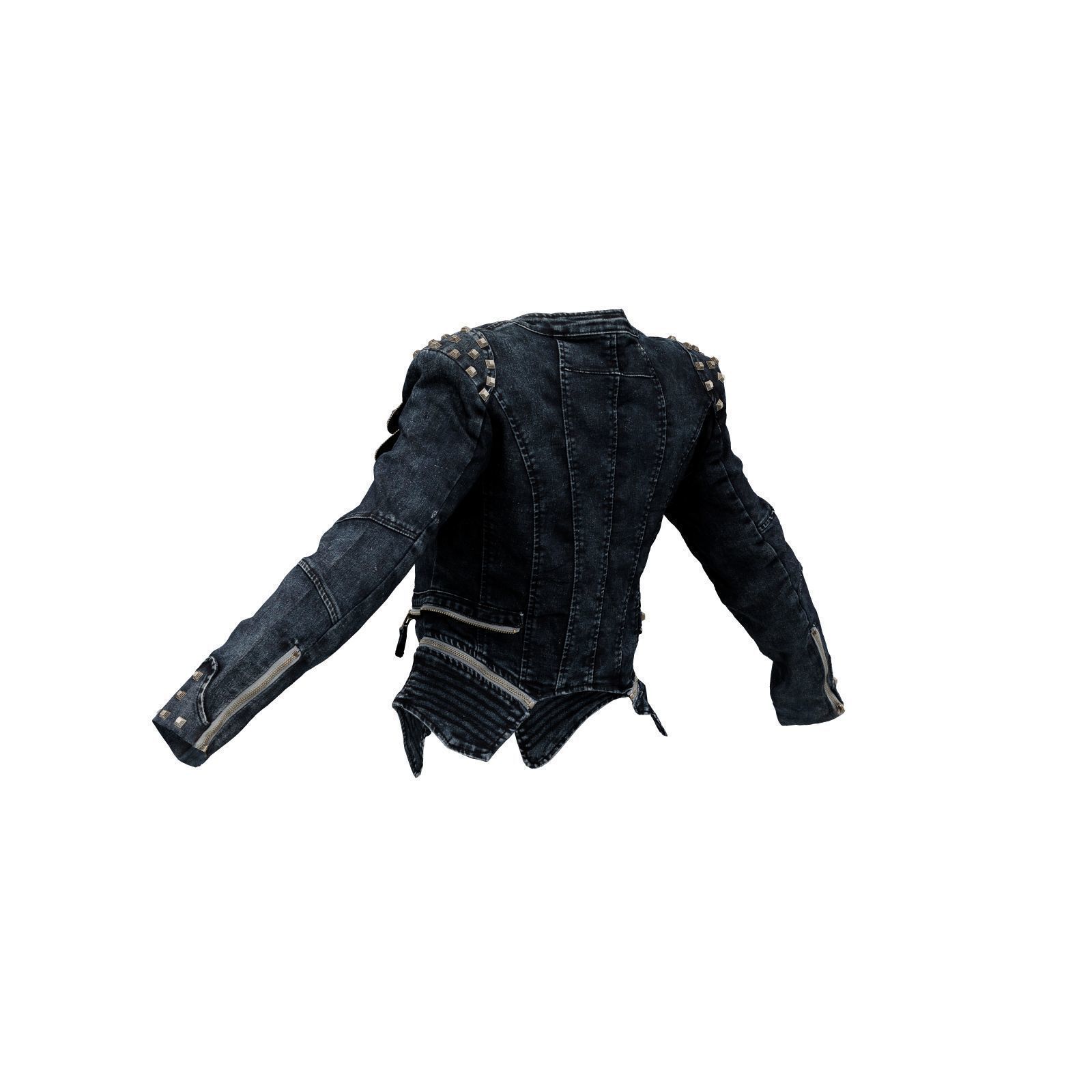 Spiky Jeans Jacket 3D model_3