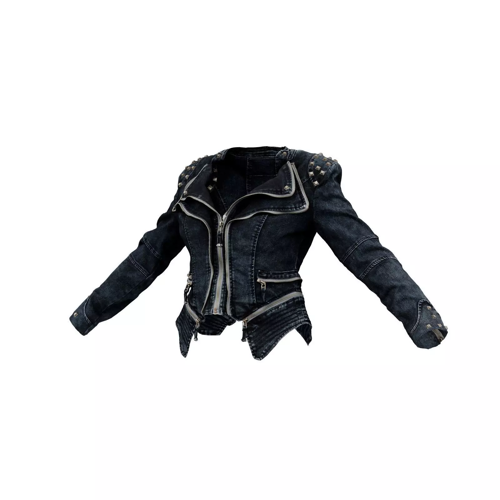 Spiky Jeans Jacket 3D model_0