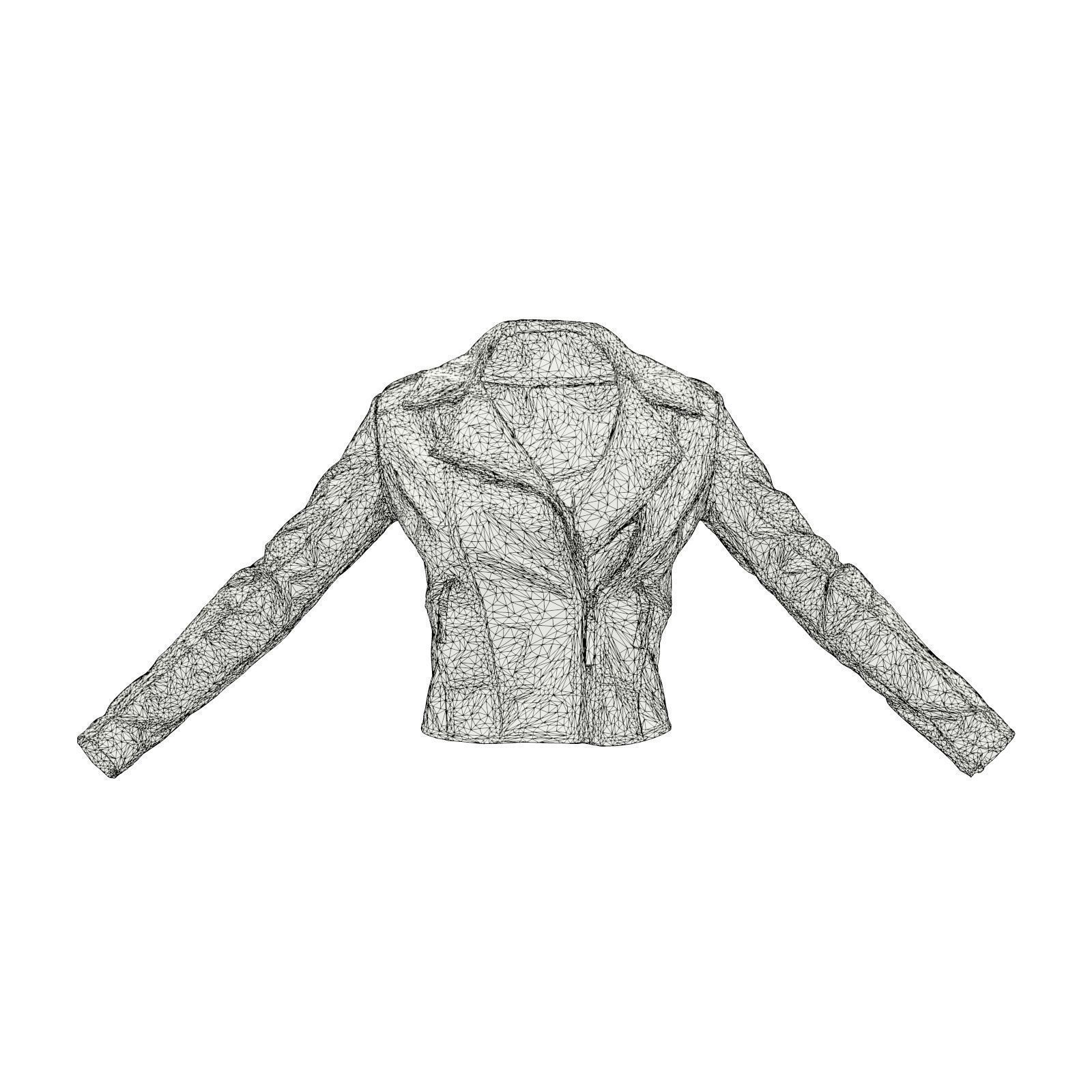 Slim Leather Jacket 3D model_6