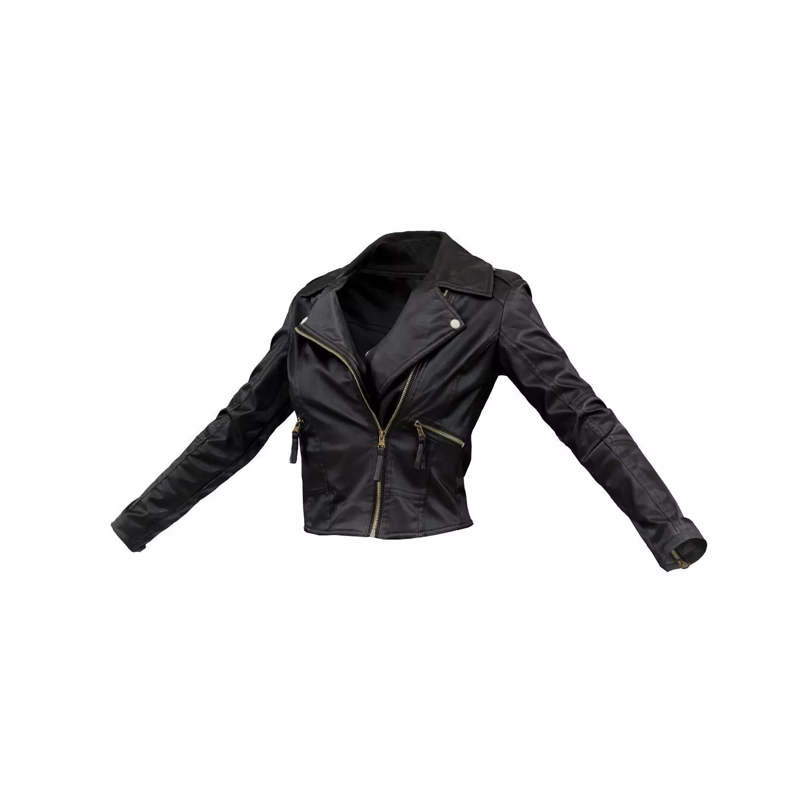Slim Leather Jacket 3D model_0
