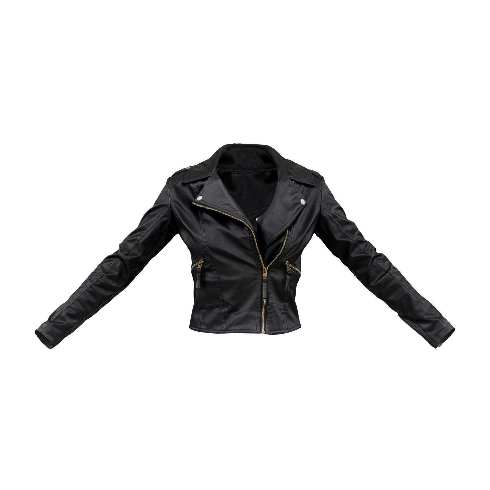 Slim Leather Jacket 3D model_1