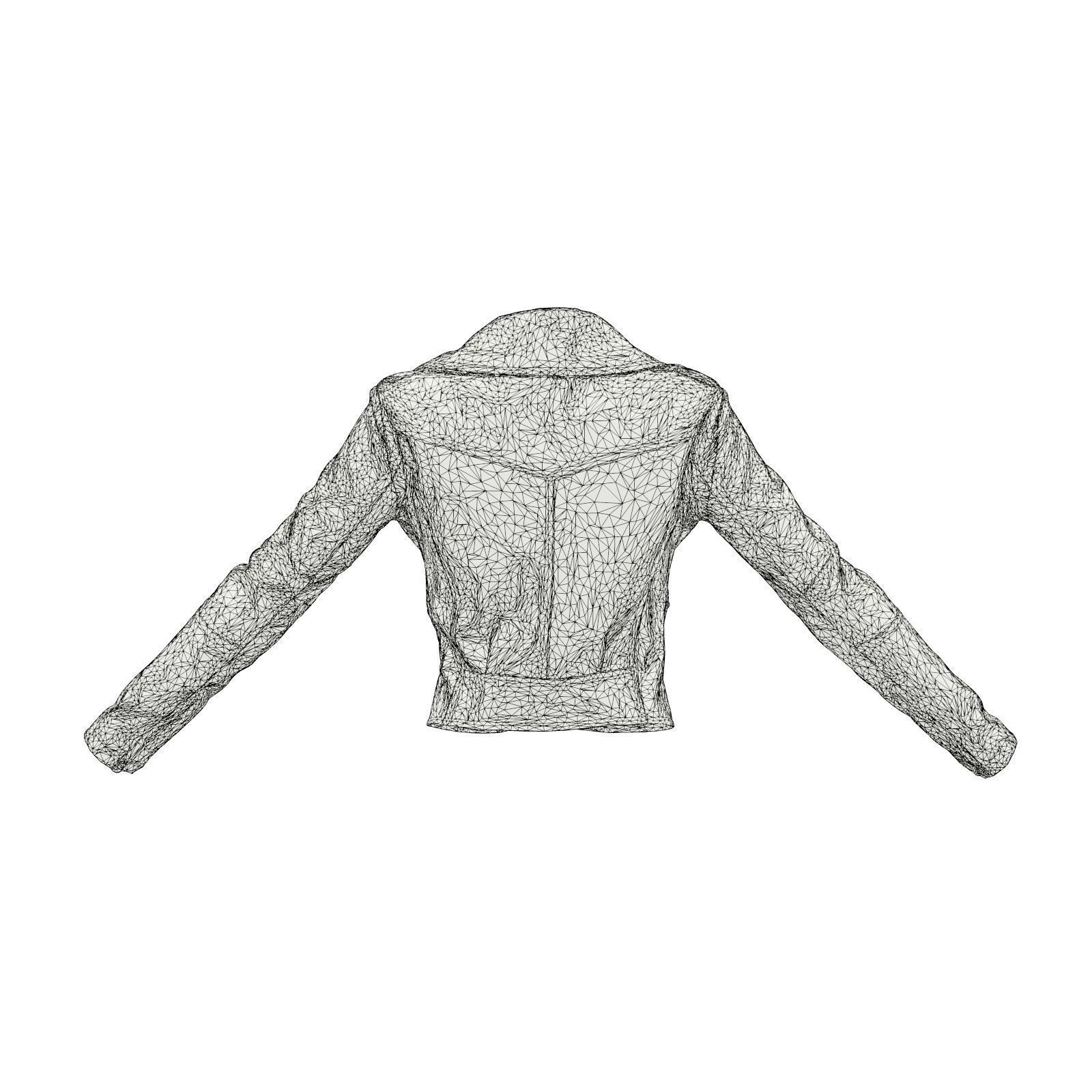 Slim Leather Jacket 3D model_7