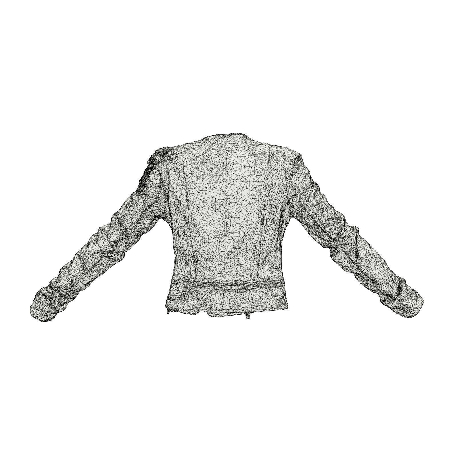 Shoulder Chains Leather Jacket 3D model_7
