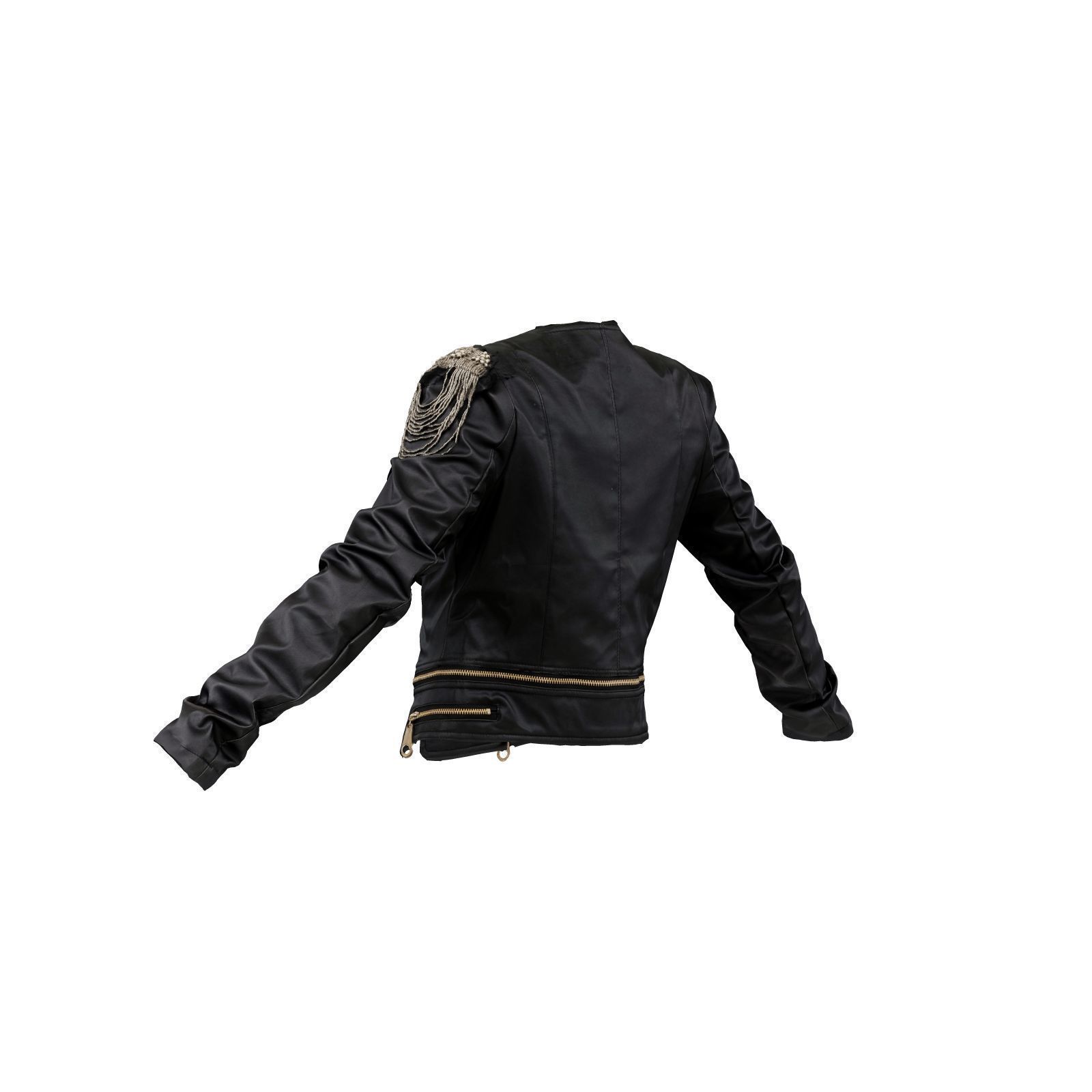 Shoulder Chains Leather Jacket 3D model_3