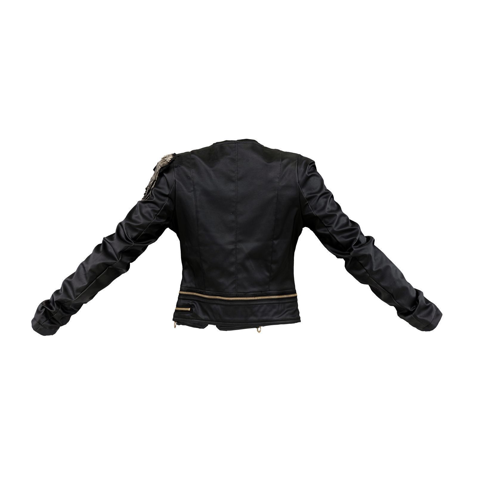 Shoulder Chains Leather Jacket 3D model_2