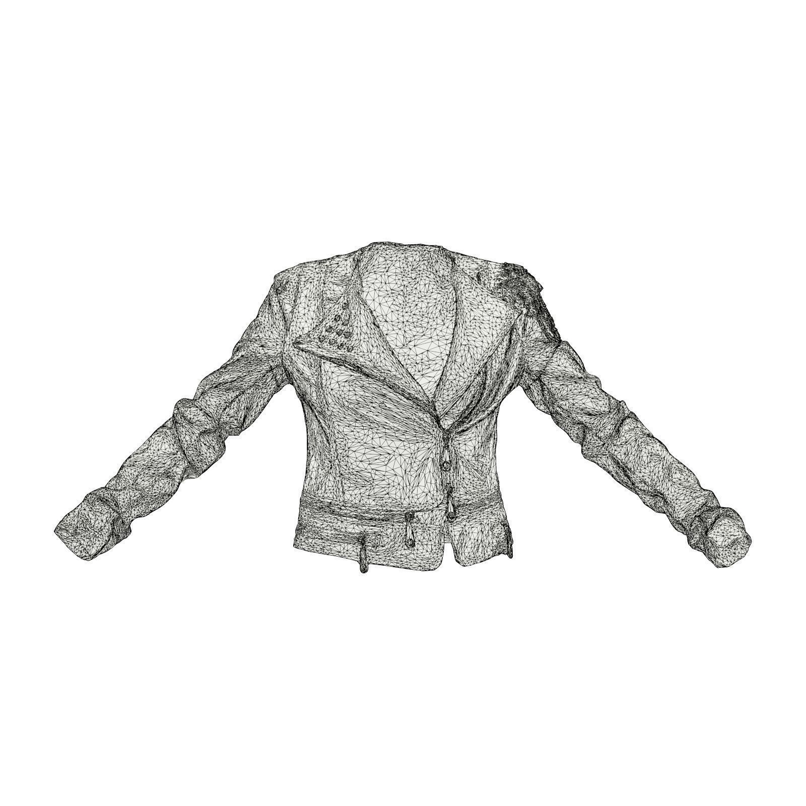 Shoulder Chains Leather Jacket 3D model_6