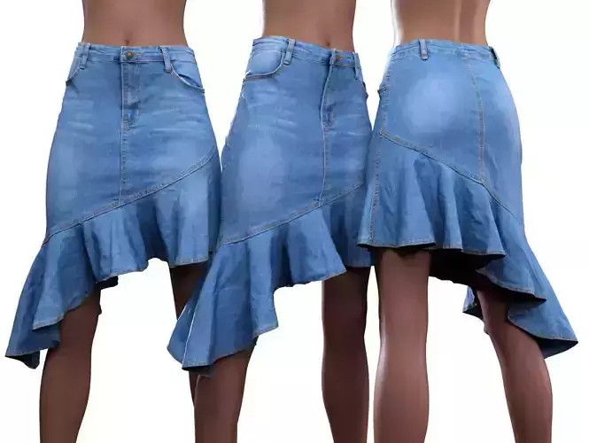 Ruffle Jeans Skirt