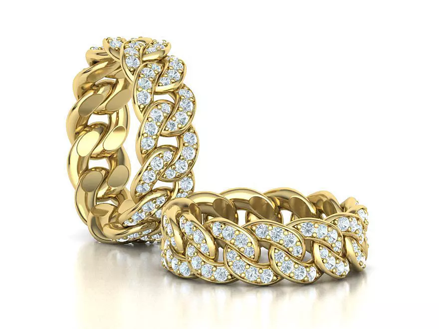 DIAMOND Cuban Link Chain Ring Stackble Ring 7US and 6US SIZES 3D print model