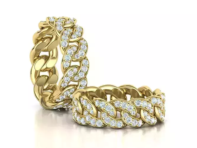 DIAMOND Cuban Link Chain Ring Stackble Ring  7US and 6US SIZES 3D print model