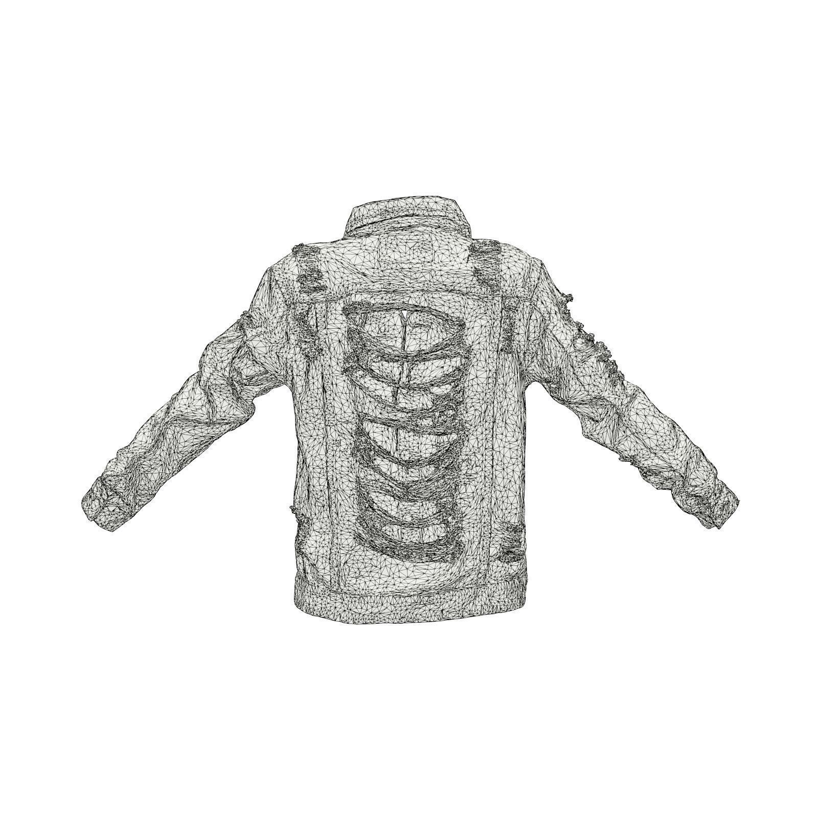 Ripped Back Jeans Jacket 3D model_7