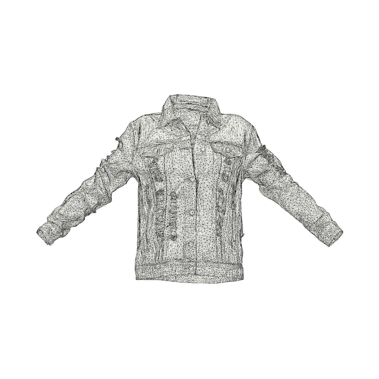 Ripped Back Jeans Jacket 3D model_6