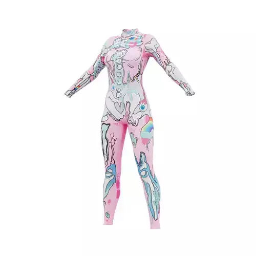 Pink Rainbows Skeleton Catsuit 3D model