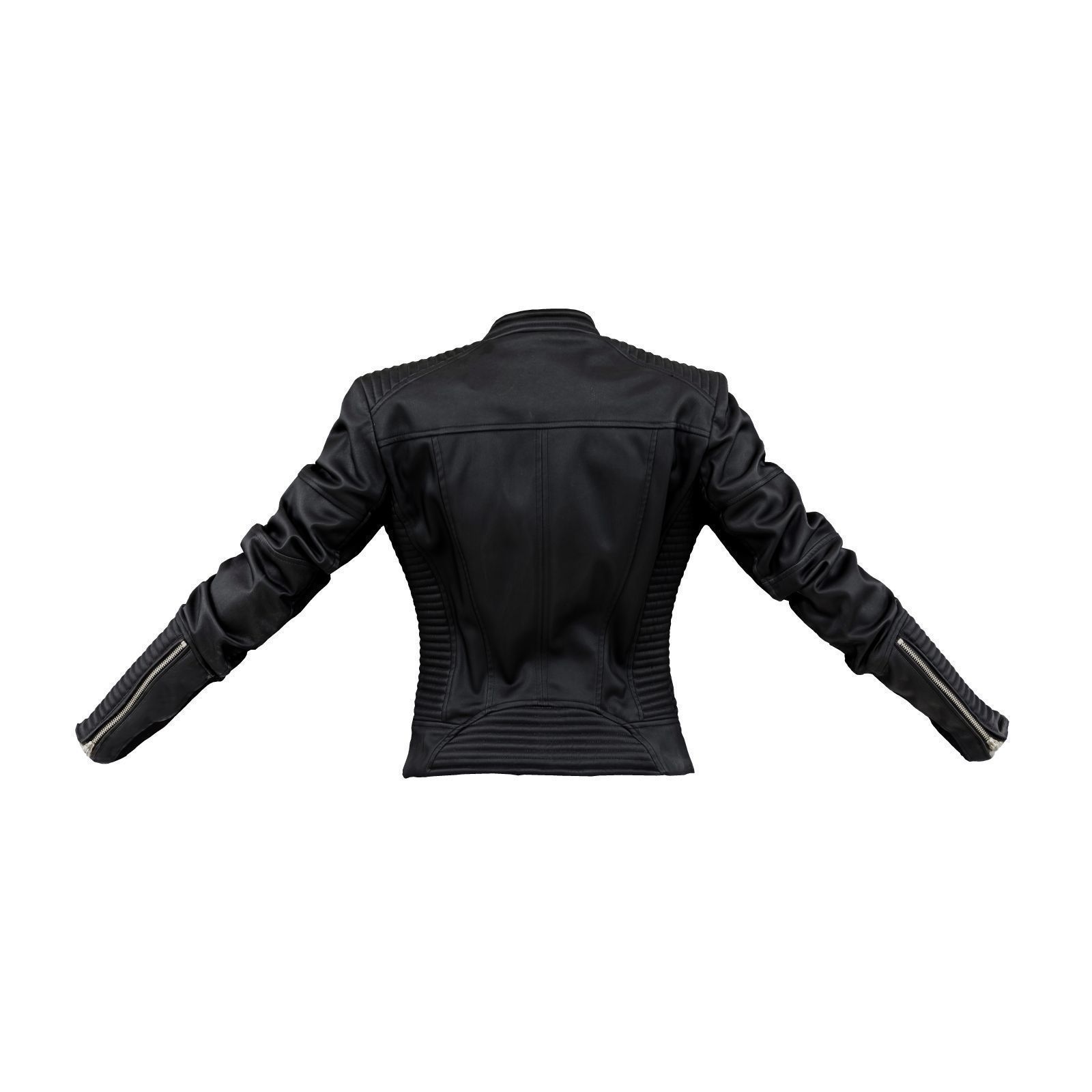 Padded Leather Biker Jacket 3D model_2