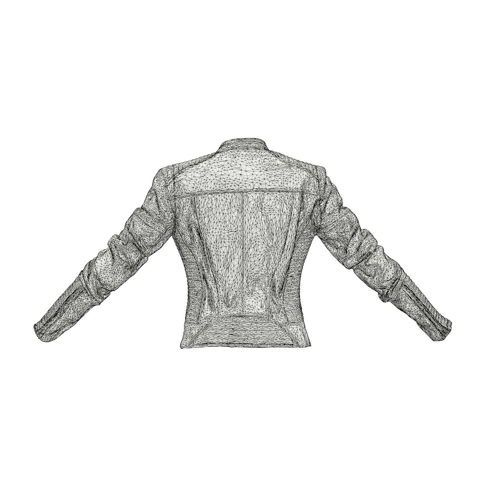 Padded Leather Biker Jacket 3D model_7