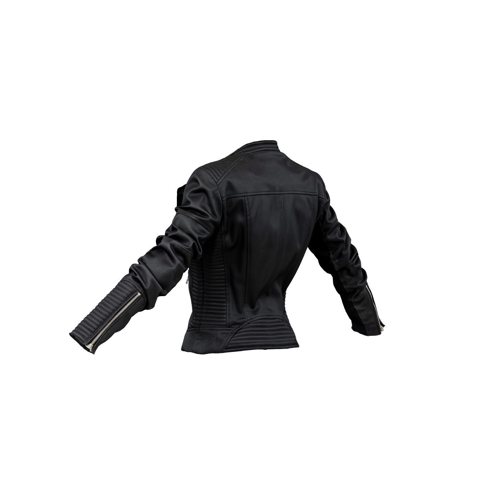 Padded Leather Biker Jacket 3D model_3